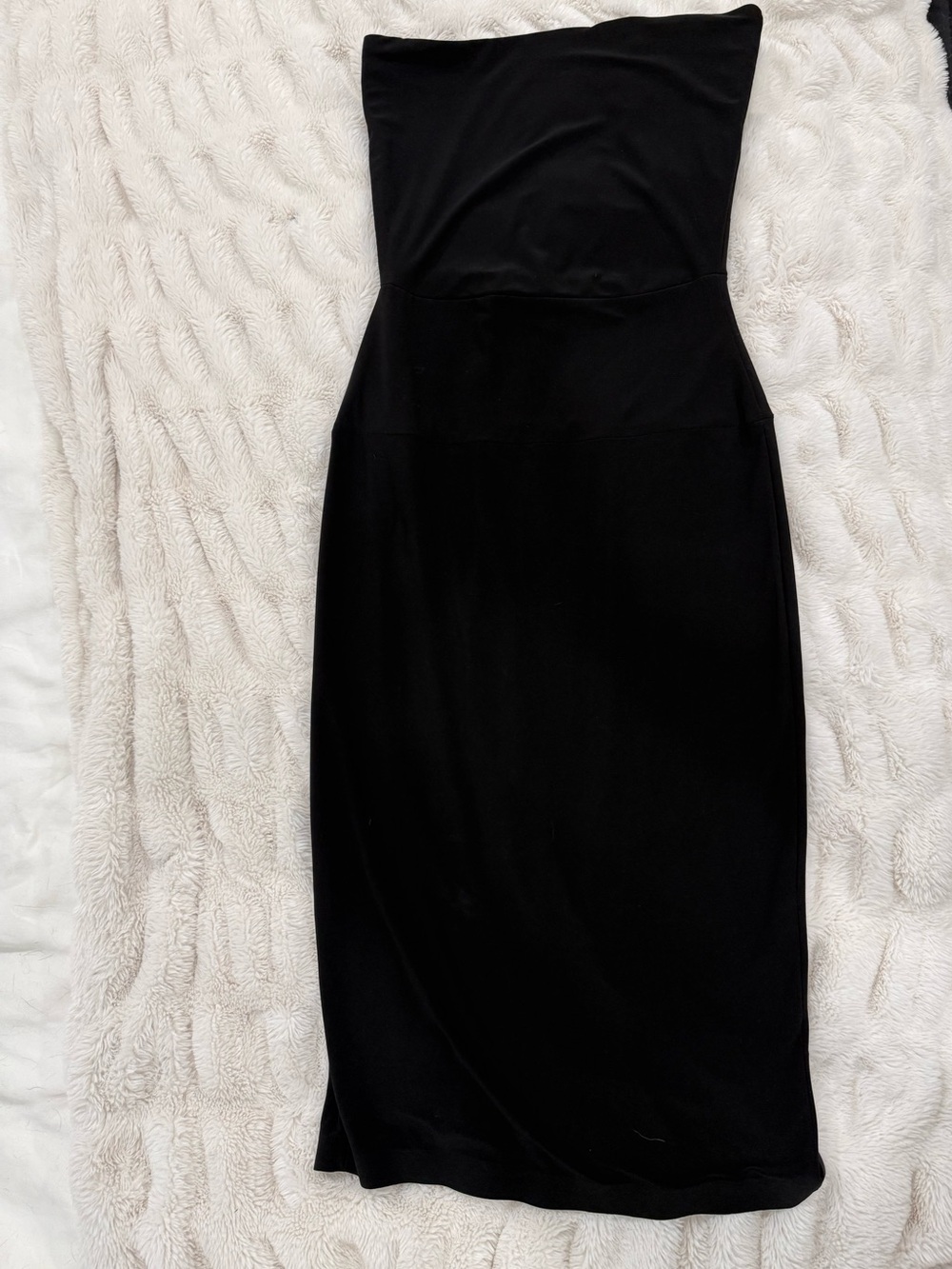 Norma Kamali Strapless Black Midi Dress